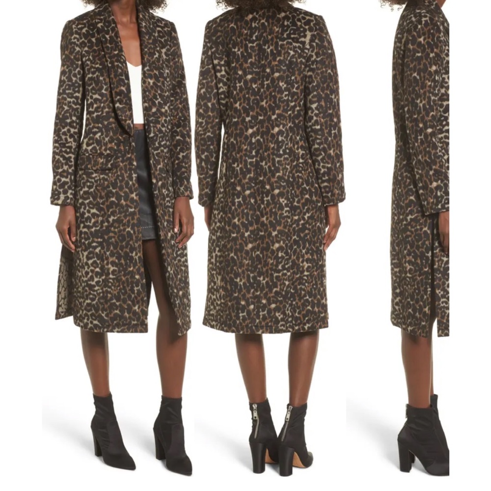 Leith Longline Leopard Print Coat